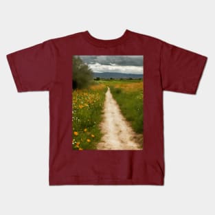 Painted path through fields and hills Kids T-Shirt